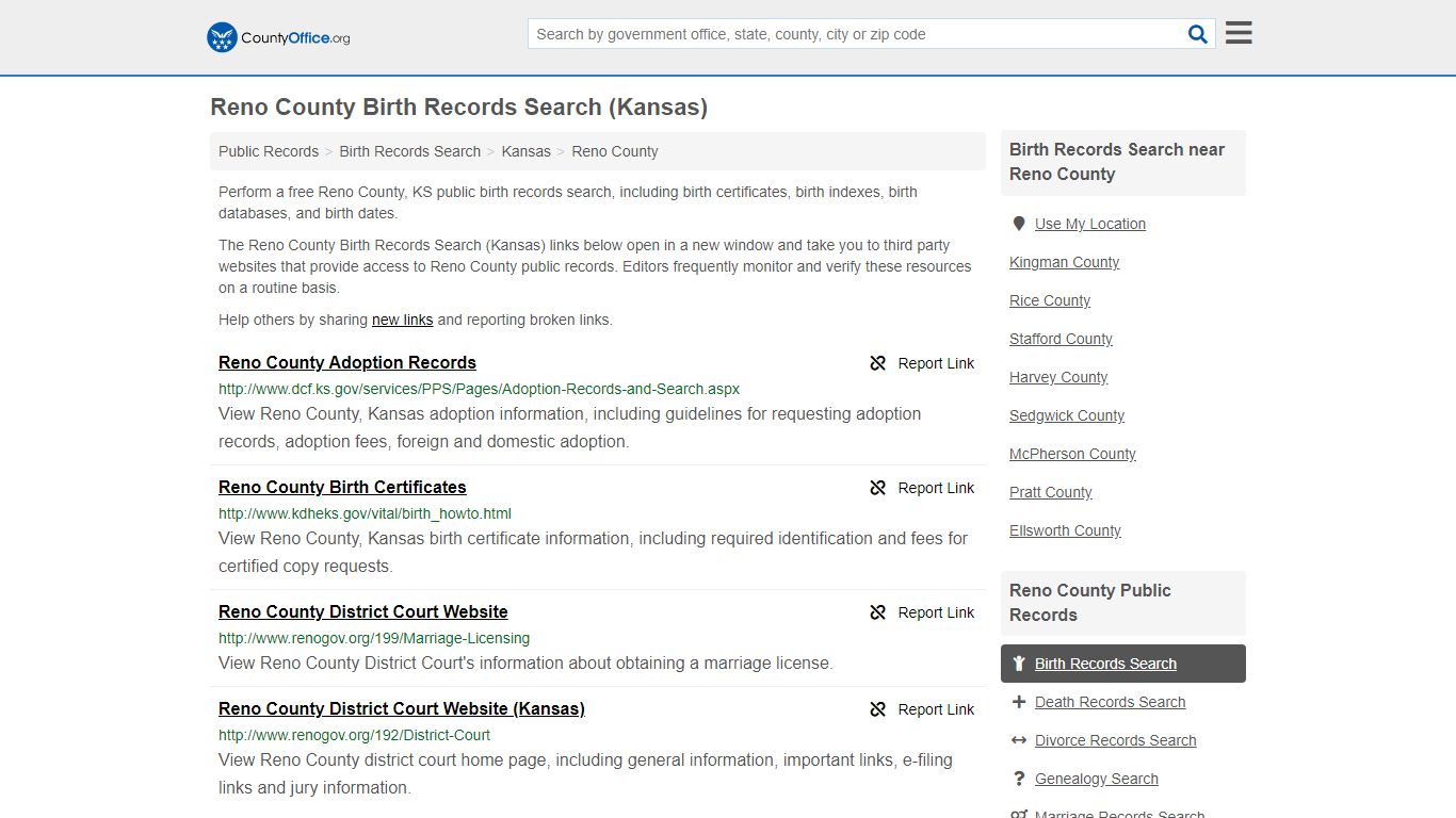 Birth Records Search - Reno County, KS (Birth Certificates ...